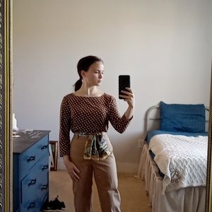 Ann Taylor Boat Neck Polka Dot Shirt